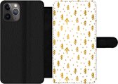 Bookcase Geschikt voor iPhone 11 Pro telefoonhoesje - Dennentak - Kerst - Goud - Patroon - Met vakjes - Wallet case met magneetsluiting