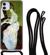 Hoesje met koord Geschikt voor iPhone 12 Mini - Marguerite Gachet op de piano - Vincent van Gogh - Siliconen - Crossbody - Backcover met Koord - Telefoonhoesje met koord - Hoesje met touw