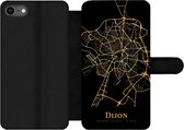 Bookcase Geschikt voor iPhone 8 telefoonhoesje - Dijon - Kaart - Goud - Met vakjes - Wallet case met magneetsluiting