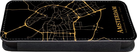 Étui pour téléphone Bookcase iPhone 13 Pro Max - Amsterdam - Carte - Or - Zwart - Avec compartiments - Étui portefeuille avec fermeture magnétique