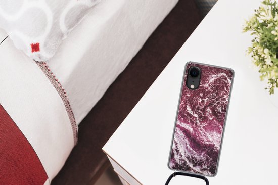 Cordon de téléphone - Chaîne de téléphone - Coque avec cordon iPhone XR - Marbre - Natuursteen - Minéraux - Siliconen - Bandoulière - Coque de téléphone avec cordon