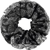 Scrunchie Haarelastiek Paisley Print Wit Zwart