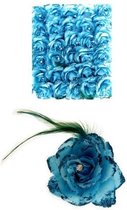 Blauwe deco bloem met speld/elastiek