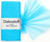 Turquoise organza stof 150 x 300 cm - Hobby deco stoffen