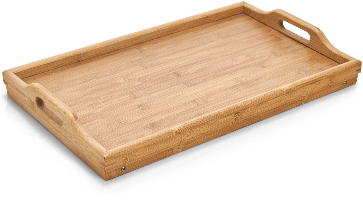 Dienblad / Serveerblad met Inklapbare Poten - Bamboe Hout - 52 x 27 cm - Ontbijt op Bed — cadeau in Koken & Dineren - foto 2