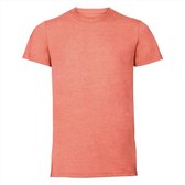 Basic ronde hals t-shirt vintage washed koraal oranje voor heren - maat L