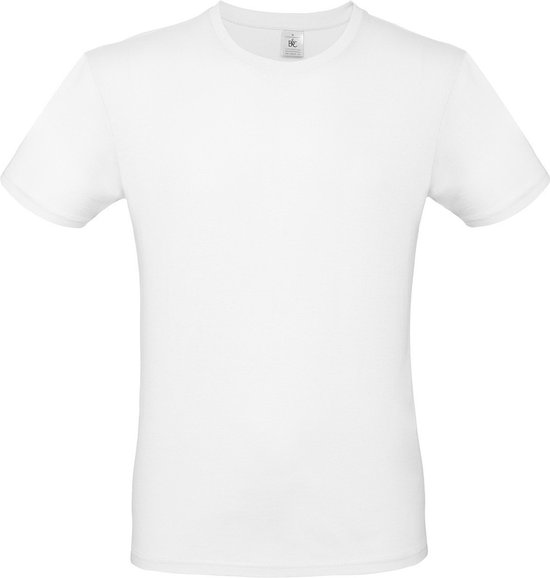 Wit basic t-shirt met ronde hals voor heren - katoen - 145 grams - witte shirts / kleding XL (54)