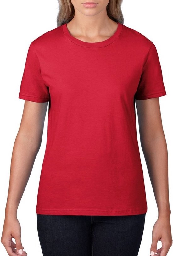 Basic ronde hals t-shirt rood voor dames - Casual shirts - Dameskleding t- shirt rood L... | bol.com