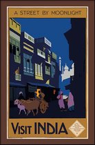 Walljar - A Street By Moonlight - Muurdecoratie - Poster met lijst