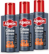 Alpecin Cafeïne Shampoo C1 3x 250ml | Voorkomt en Vermindert Haaruitval | Natuurlijke Haargroei Shampoo voor Mannen