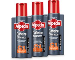 Alpecin Cafeïne Shampoo C1 3x 250ml | Voorkomt en Vermindert Haaruitval | Natuurlijke Haargroei Shampoo voor Mannen