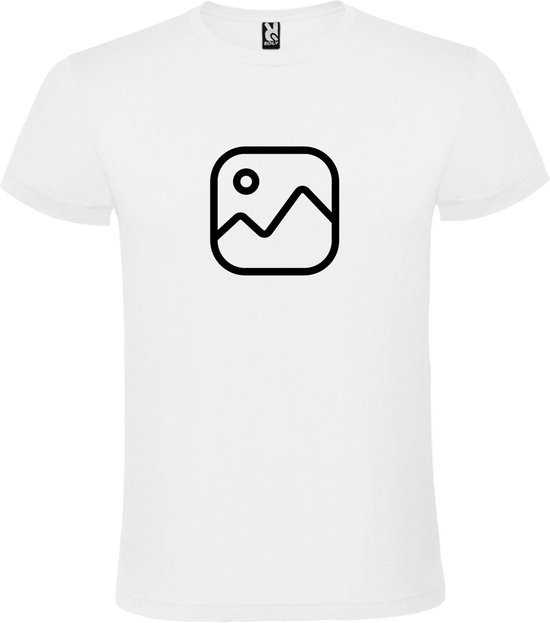 Wit  T shirt met  " Geen foto icon " print Zwart size XXXXL
