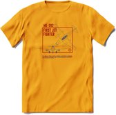 ME-262 Vliegtuig T-Shirt | Unisex leger Kleding | Dames - Heren Straaljager shirt | Army F16 | Grappig bouwpakket Cadeau | - Geel - 3XL