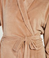 Hunkemöller Dames Nachtmode Badjas Velours  - Beige - maat XS/S