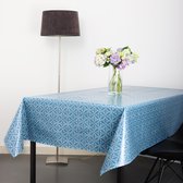 Raved Tafelkleed/Tafelzeil Mandala Design Blauw/Wit ↔ 140 cm x ↕ 190 cm - PVC- Afwasbaar