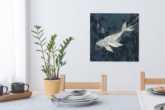 Tableau sur toile Illustration d'une baleine dans l'eau - 50x50 cm - Décoration murale