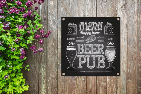 Une illustration d'une enseigne de bar avec affiche de jardin craie 100x100  cm - Toile... | bol