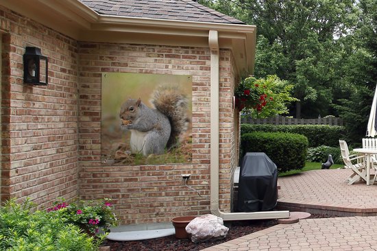 Serviette de jardin Ecureuil avec cacahuète - 100x100 cm