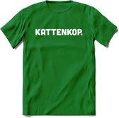 Kattenkop - Katten T-Shirt Kleding Cadeau | Dames - Heren - Unisex | Kat / Dieren shirt | Grappig Verjaardag kado | Tshirt Met Print | - Donker Groen - 3XL