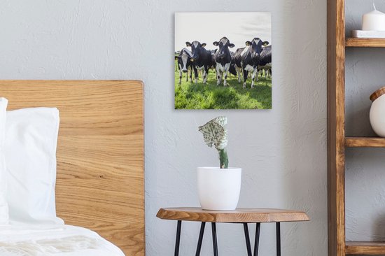 Tableau Peinture Vaches - Léger - Printemps - 20x20 cm - Décoration murale