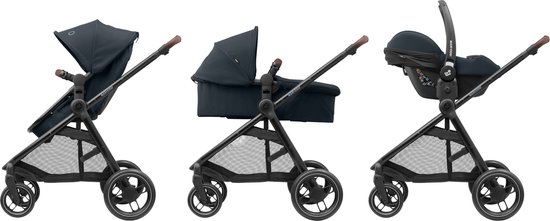 Maxi-Cosi Zelia³ kinderwagen - Essential Graphite (zwart frame + bruin leer)