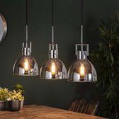 Crea Hanglamp Eetkamer 3L industry chromed glass / Oud zilver - Industrieel hanglampen - industriële Design