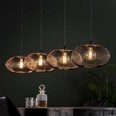 Hanglamp Eetkamer 4x Ø35 disk wire copper twist / Zwart nikkel - Industrieel hanglampen - Design Plafond lamp