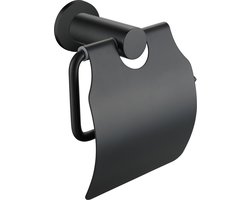 Aloni toiletrolhouder met klep – mat zwart