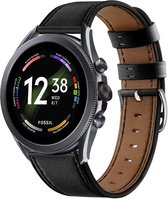 Strap-it Smartwatch bandje leer - geschik voor Fossil Gen 6 44mm / Gen 5e 44mm / Gen 5 - strak zwart