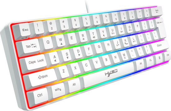HXSJ V700 RGB Membraan bedrade gaming toetsenbord - 61keys - Qwerty - Wit - HxSJ