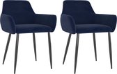 Medina Eetkamerstoelen 2 st fluweel blauw