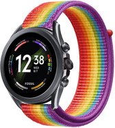 Strap-it Nylon smartwatch bandje - geschikt voor Fossil Gen 6 44mm / Gen 5 / Gen 5e 44mm - regenboog