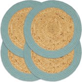 Decoways - Placemats 4 st 38 cm jute en katoen natuurlijk en groen