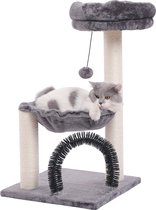 Meows Luxe Krabpaal - Kattenmand - Kattenhangmat - Hangmat & Speeltje - Hoogte 70.5 cm - Grijs