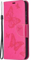 Samsung Galaxy A52 Hoesje - Mobigear - Butterfly Serie - Kunstlederen Bookcase - Magenta - Hoesje Geschikt Voor Samsung Galaxy A52