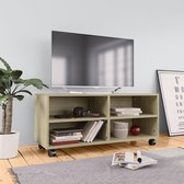 Decoways - Tv-meubel met wieltjes 90x35x35 cm spaanplaat sonoma eikenkleur
