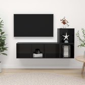 Decoways - 2-delige Tv-meubelset spaanplaat hoogglans zwart