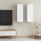 Decoways - Tv-meubelen 2 stuks 30,5x30x90 cm spaanplaat hoogglans wit
