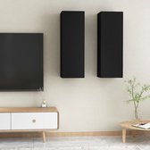 Decoways - Tv-meubelen 2 stuks 30,5x30x90 cm spaanplaat zwart