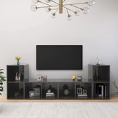 Decoways - Tv-meubelen 4 stuks 72x35x36,5 cm spaanplaat hoogglans grijs