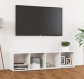 Decoways - Tv-meubel 142,5x35x36,5 cm spaanplaat hoogglans wit