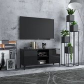 Decoways - Tv-meubel met metalen poten 103,5x35x50 cm hoogglans zwart