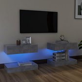 Decoways - Tv-meubelen 2 stuks met LED-verlichting 60x35 cm betongrijs
