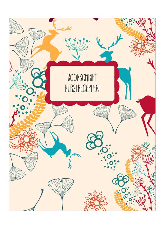 Kookschrift - Kerst - Recepten - Feestgerechten - Feestdagen - Cadeau - Maaltijd - Feest - Kookliefhebber - Rendieren - Elastiek - Softcover