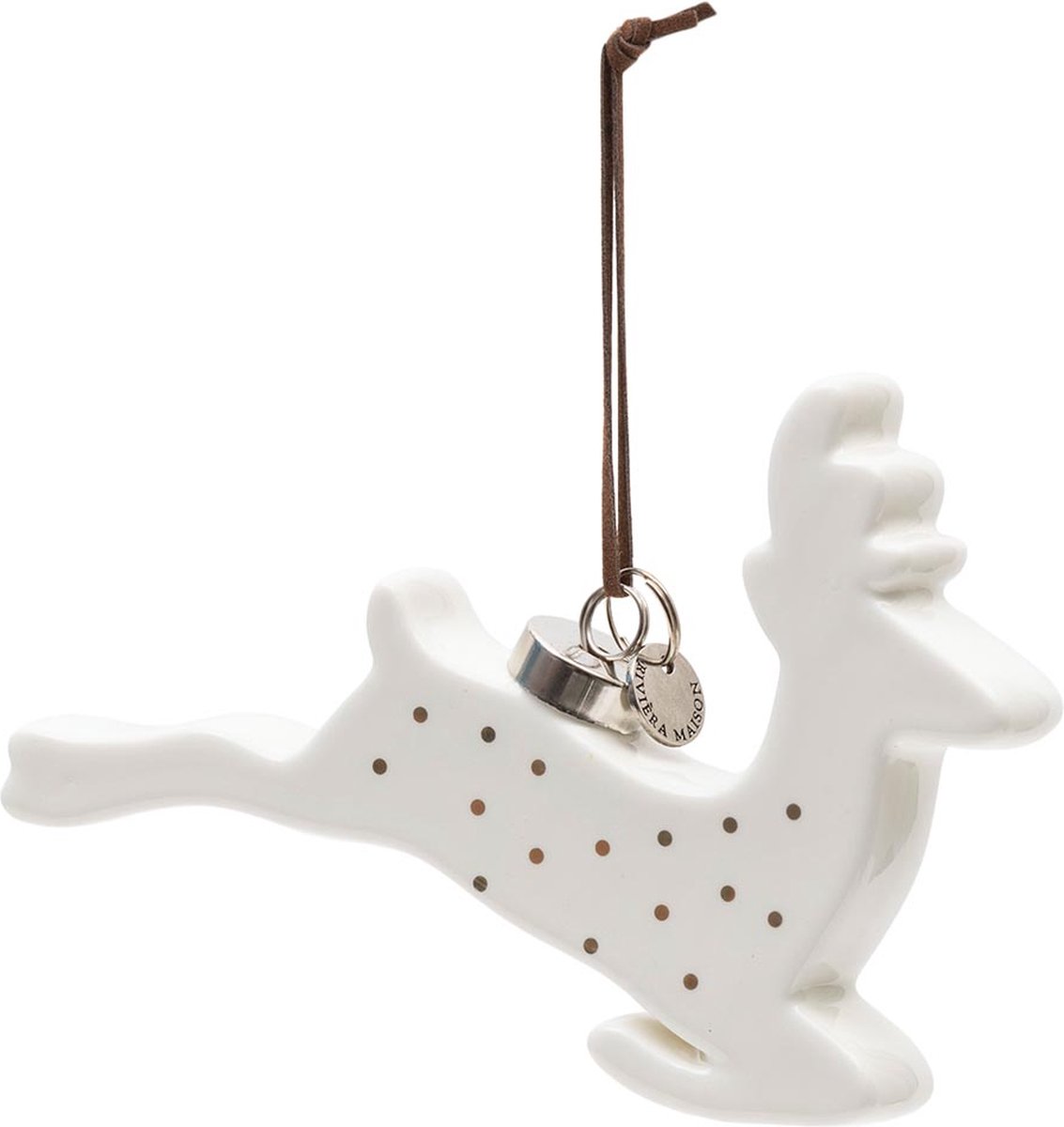 Riviera Maison Kerst Ornament - Happy Deer Ornament - Wit