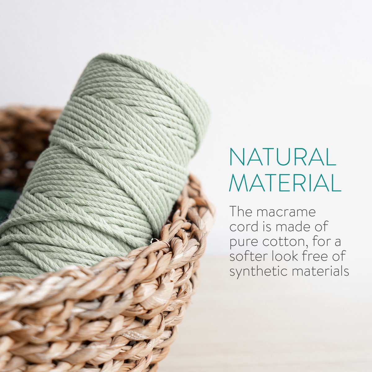 Navaris Macramé Touw 3mm, 3x100 Meter Macramé Pakket - 100% Katoen Garen - Macramé Koord & Katoenen Koord voor DIY, Wandhanger, Plantenhanger, Dromenvanger en Knutselprojecten - Wit, Lichtgroen & Groen — afbeelding 6