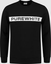 Purewhite -  Heren Slim Fit   Sweater  - Zwart - Maat L