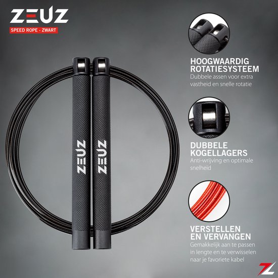 Corde à sauter ZEUZ® Professional Crossfit & Fitness - Ajustable - Speed  Rope -... | bol.com