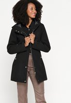 LOLALIZA Halflange duffelcoat met capuchon - Zwart - Maat XL
