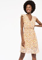 LOLALIZA Halflange jurk met fijne bloemenprint - Geel - Maat 36